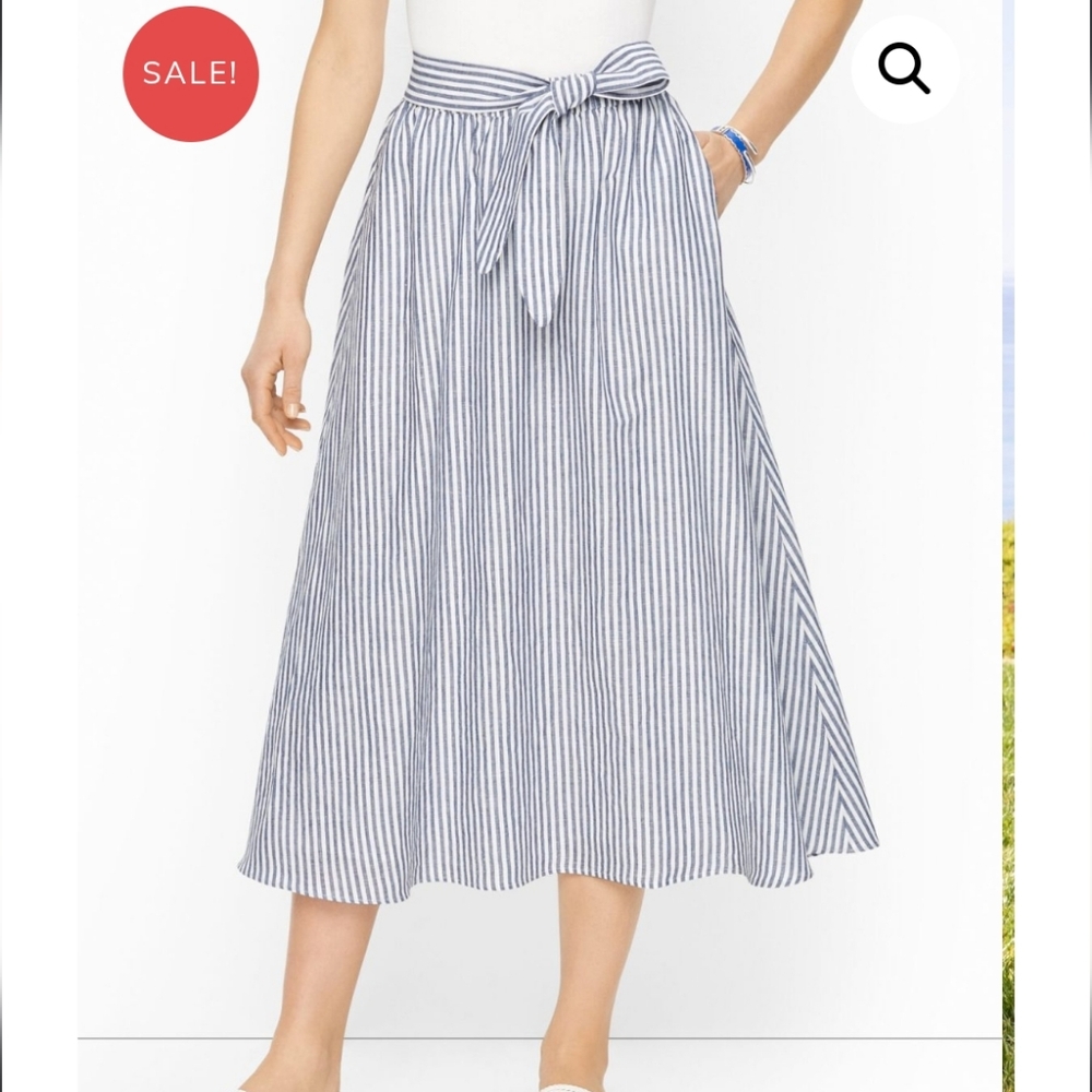 Talbots Linen Blend Midi Skirt Size XL